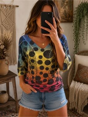Urban Mix Colorful Ombre Polka Dot Blouse Size Small/Medium